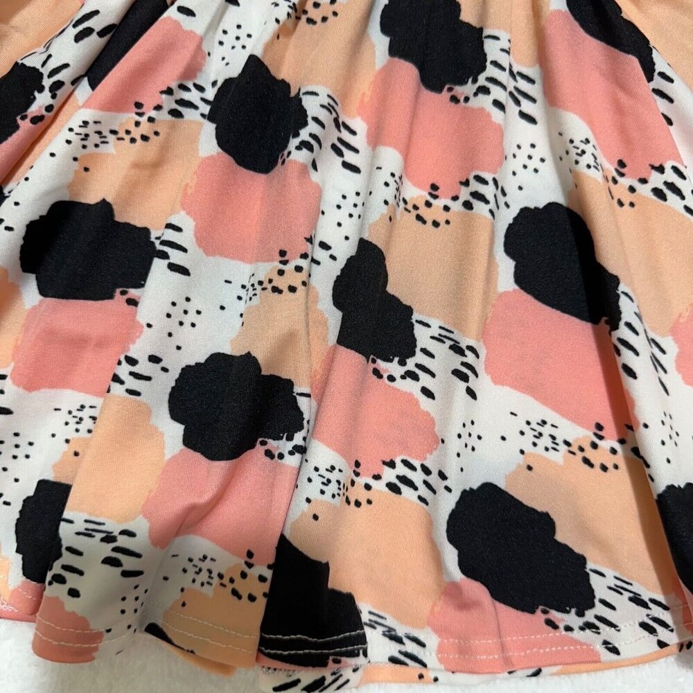 Dot Dot Smile Size 12/24M Abstract Pink Peach Black Twirl Skirt Cap Dress NWT - Picture 3 of 6